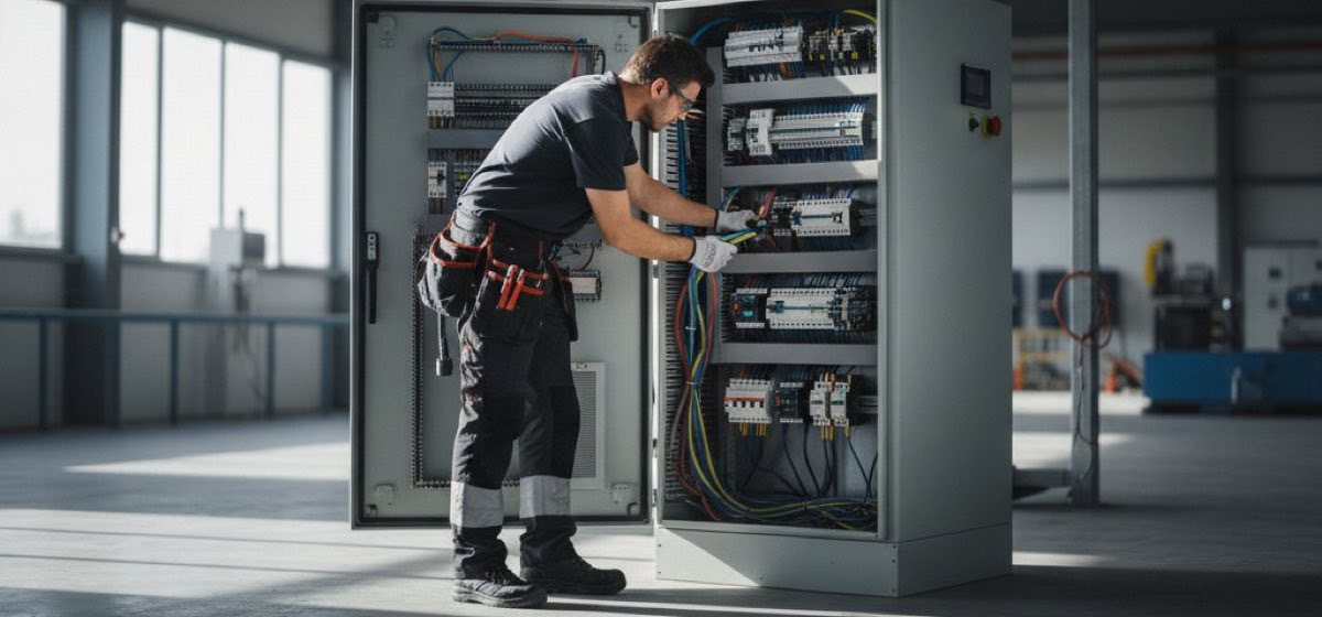 Elektroniker an einem Schaltschrank – Elektro & Energie