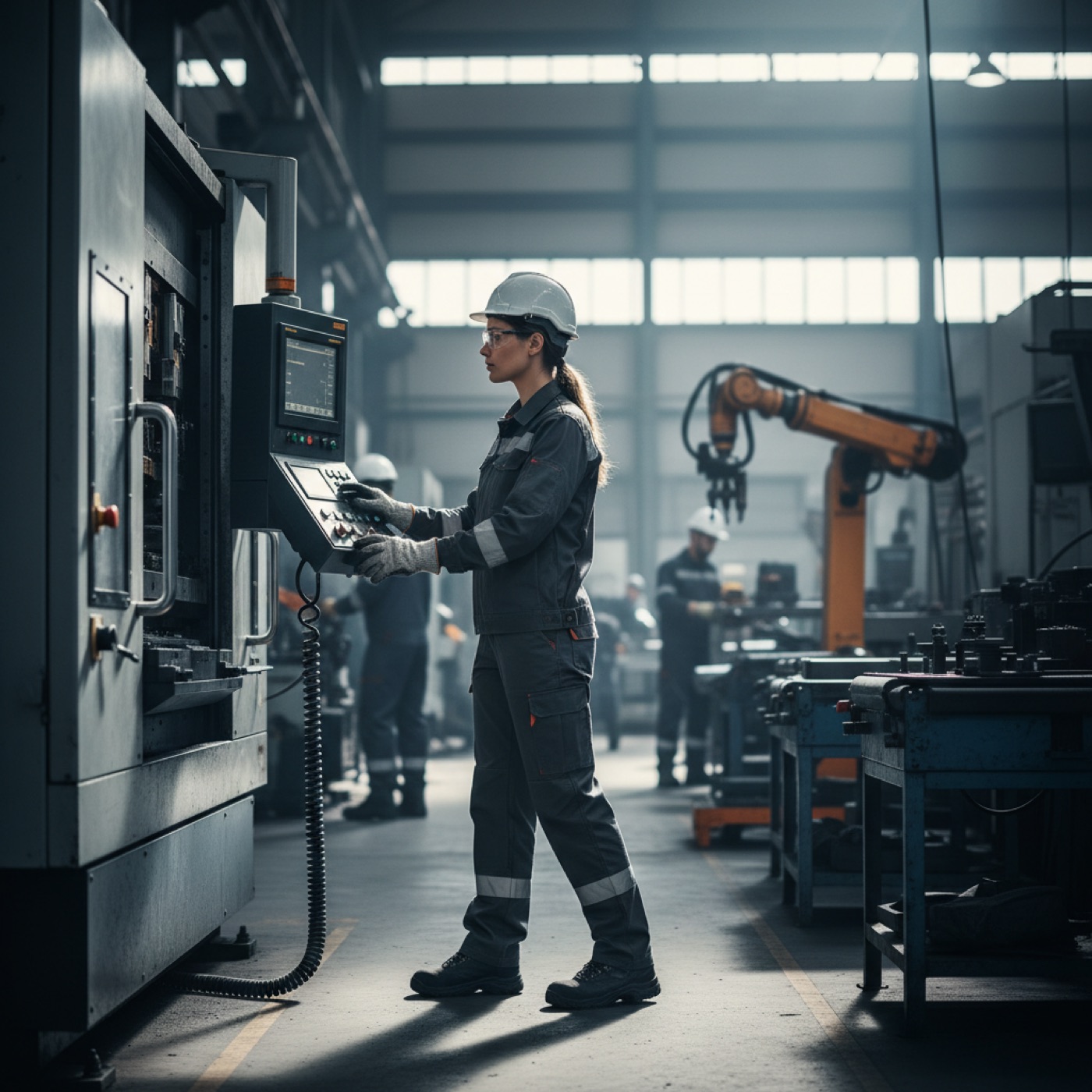 Techniker bei der Arbeit an einer Industriemaschine